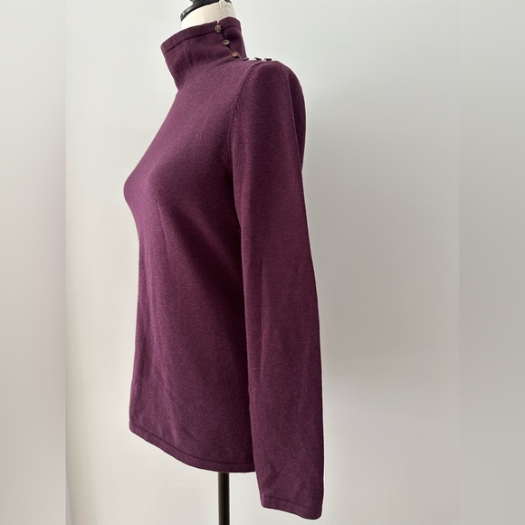 J. McLaughlin Purple Sweater Turtleneck Long Sleeve With Buttons Women's Size S - Picture 3 of 15